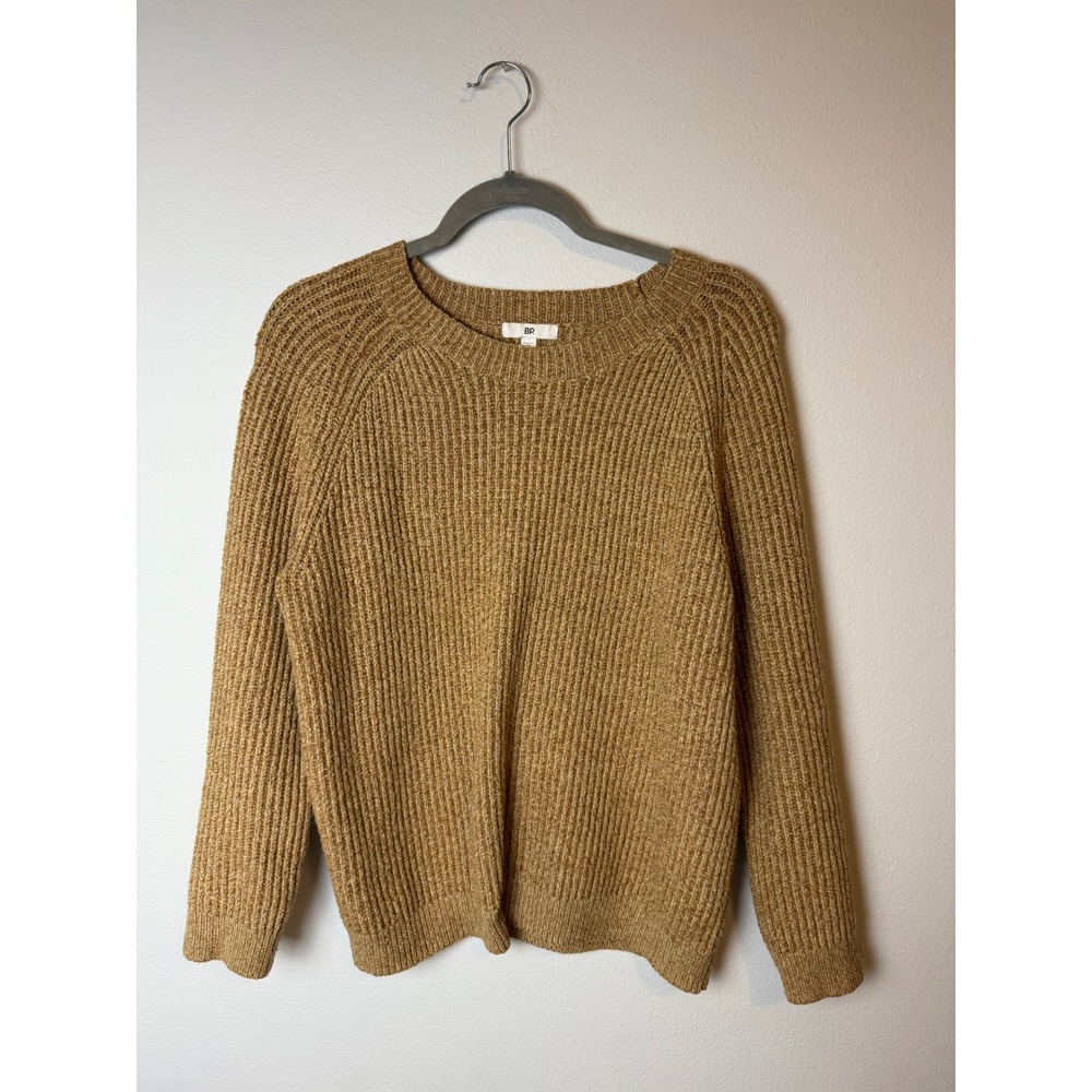 BP. Womens Camel Tan‎ Ribbed Knit Raglan Sleeve Crew Neck Sweater Medium